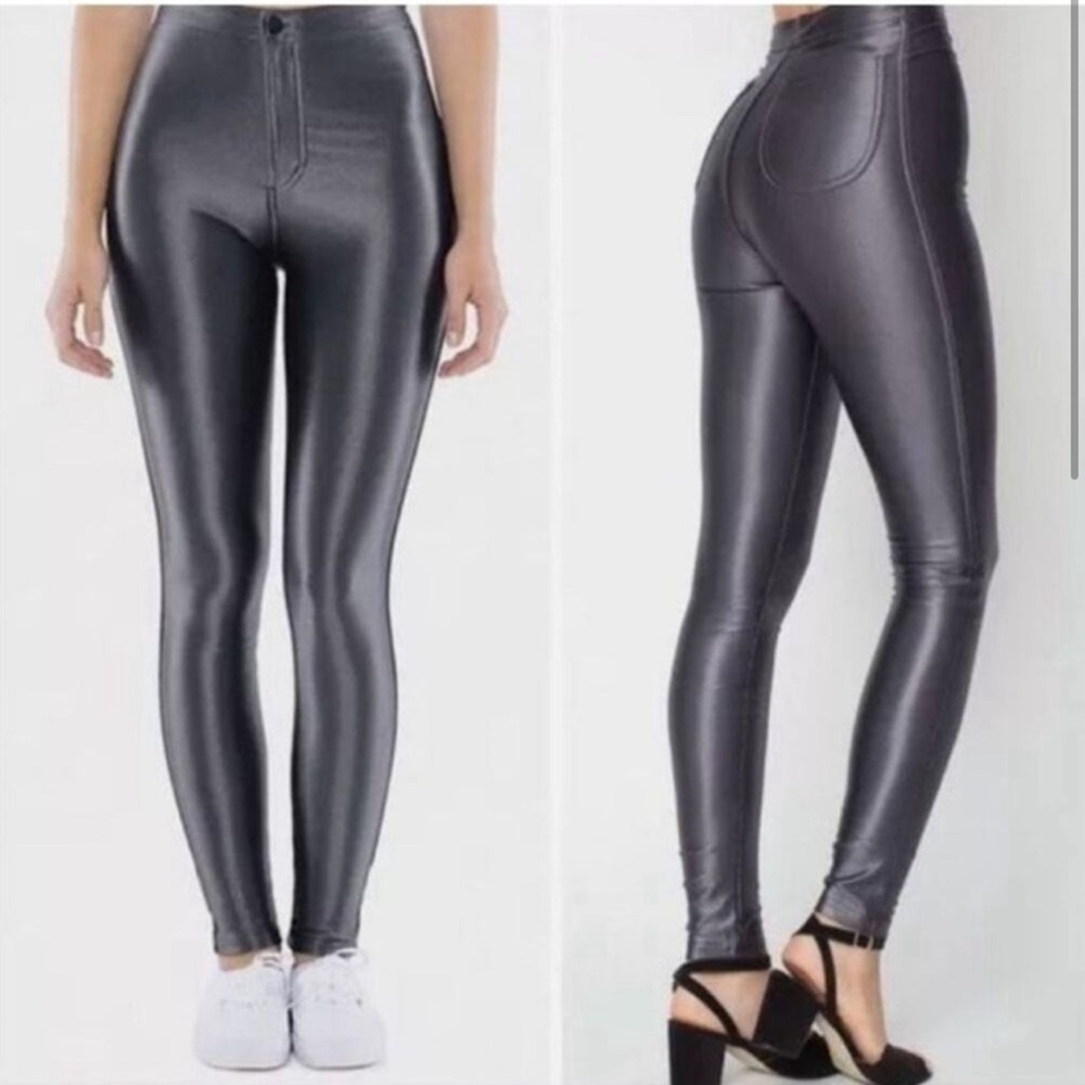 American Apparel disco pants gray silver Sz S